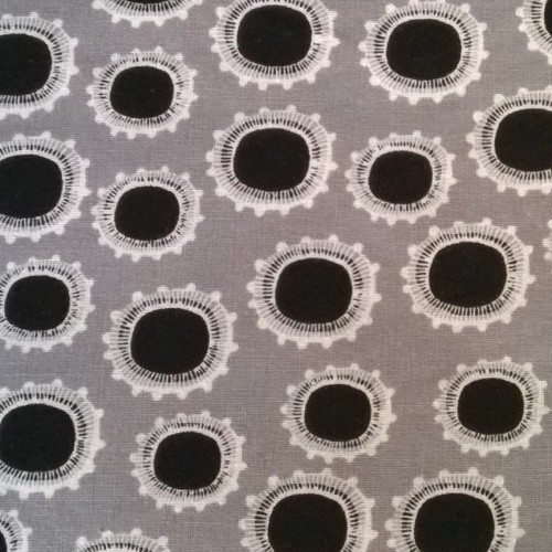 Lino STOF - Fiori neri e bianchi su grigio