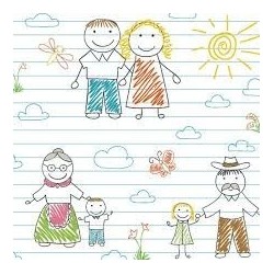 Cotone h 150cm - Disegni nonni e bambini