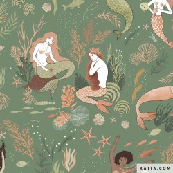 Popeline 100% cotone - Coral Mermaids